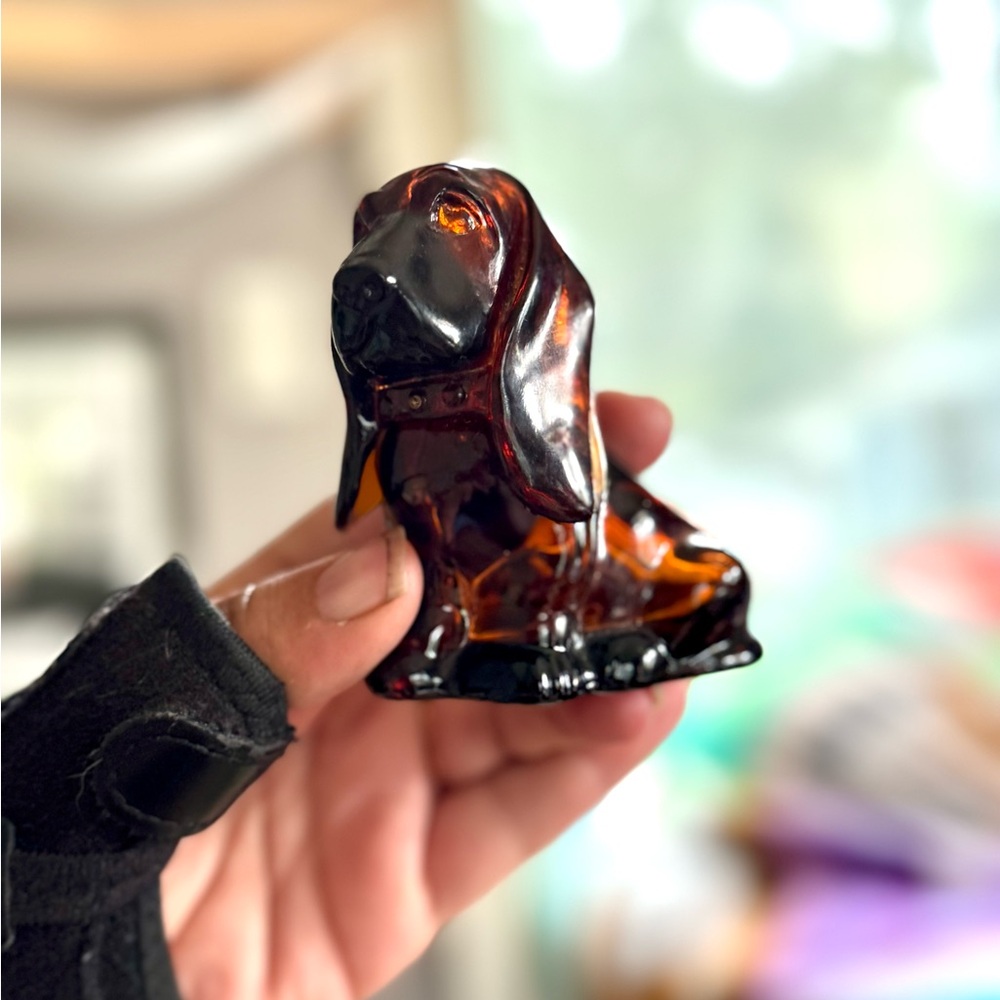 Avon Amber Glass Dog Figurine